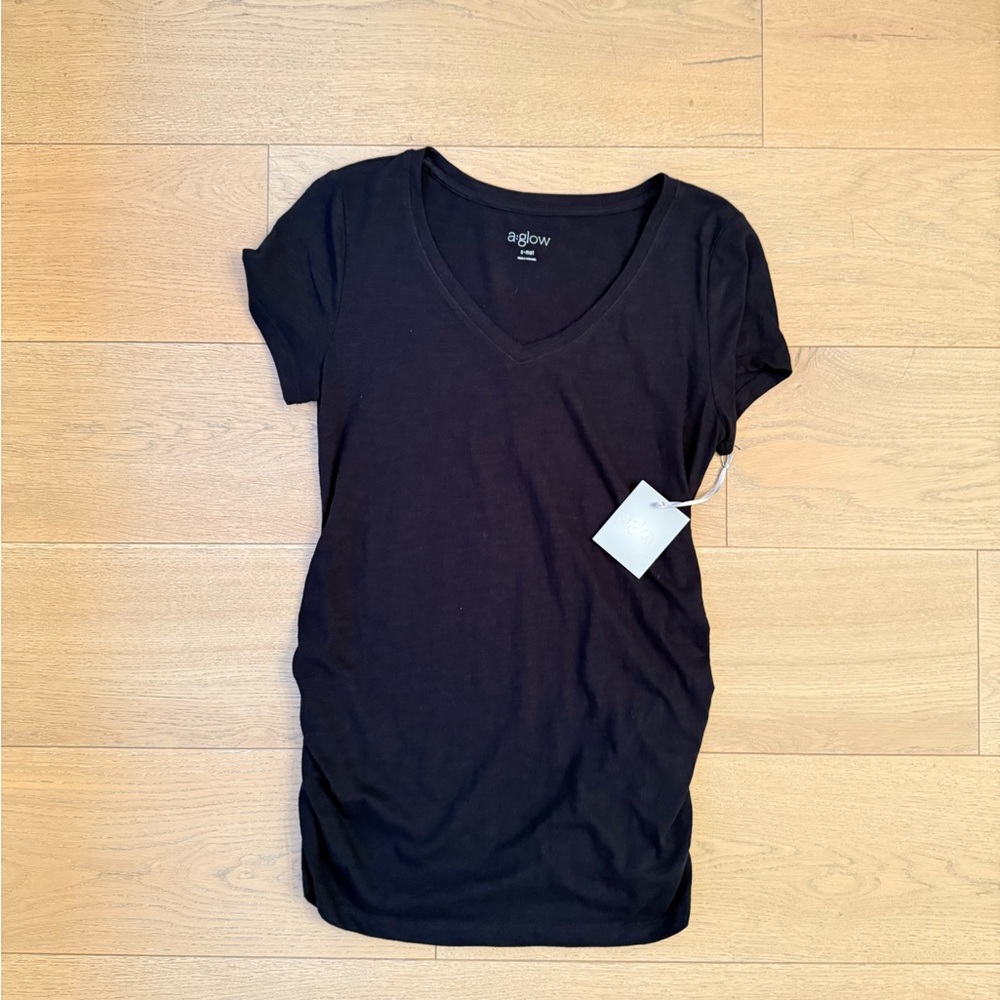 NWT- a:glow Classic Black V-Neck Tee